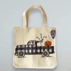 NWT Noor-é-Noire Halloween Beaded Sequin Skeleton Tote Bag